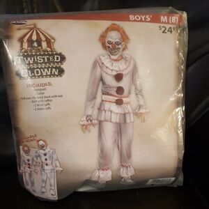 Twisted Clown Boys' Costume - White and Red
